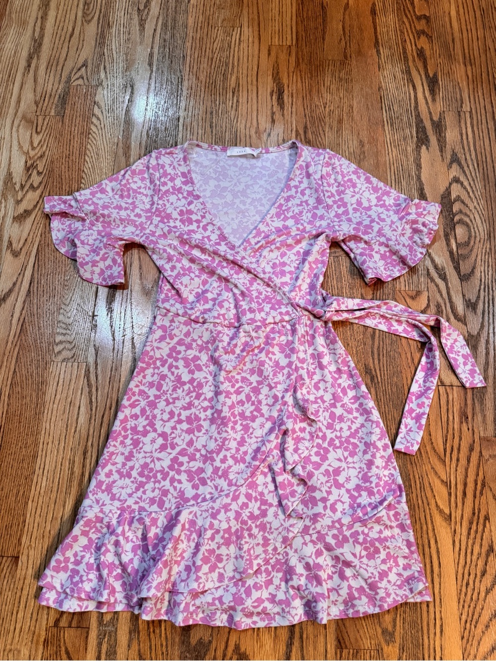 Lush Pink and White Floral Wrap Dress NWOT